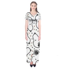 Dog Pattern Short Sleeve Maxi Dress