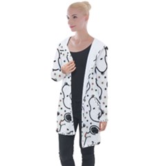 Dog Pattern Longline Hooded Cardigan