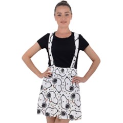 Dog Pattern Velvet Suspender Skater Skirt