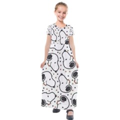 Dog Pattern Kids  Short Sleeve Maxi Dress