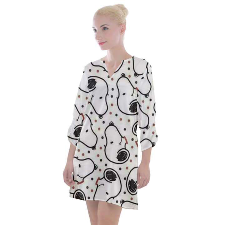 Dog Pattern Open Neck Shift Dress