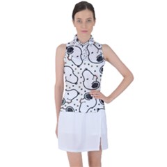 Dog Pattern Women s Sleeveless Polo Tee