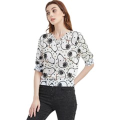 Dog Pattern Quarter Sleeve Blouse