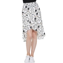 Dog Pattern Frill Hi Low Chiffon Skirt