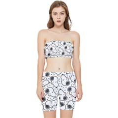 Dog Pattern Stretch Shorts And Tube Top Set