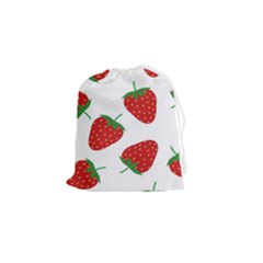 Seamless-pattern-fresh-strawberry Drawstring Pouch (small) by Jancukart