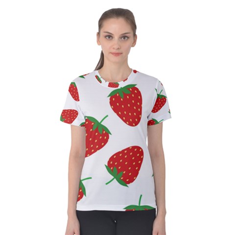 Seamless-pattern-fresh-strawberry Women s Cotton Tee by Jancukart