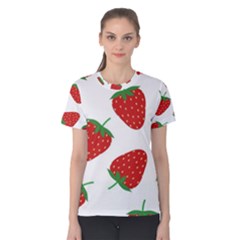 Seamless-pattern-fresh-strawberry Women s Cotton Tee