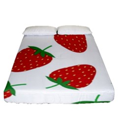 Seamless-pattern-fresh-strawberry Fitted Sheet (queen Size) by Jancukart