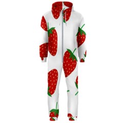 Seamless-pattern-fresh-strawberry Hooded Jumpsuit (men) by Jancukart