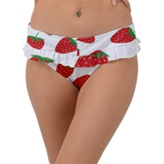 Seamless-pattern-fresh-strawberry Frill Bikini Bottom