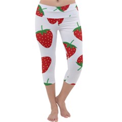 Seamless-pattern-fresh-strawberry Capri Yoga Leggings