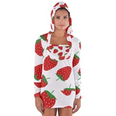 Seamless-pattern-fresh-strawberry Long Sleeve Hooded T-shirt