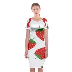 Seamless-pattern-fresh-strawberry Classic Short Sleeve Midi Dress