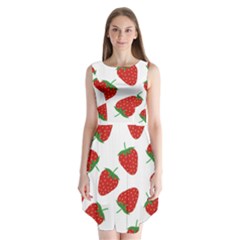 Seamless-pattern-fresh-strawberry Sleeveless Chiffon Dress   by Jancukart