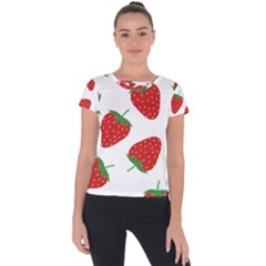 Seamless-pattern-fresh-strawberry Short Sleeve Sports Top  by Jancukart