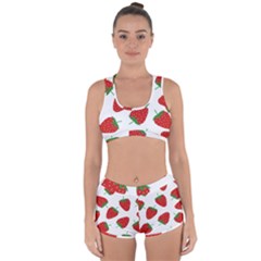 Seamless-pattern-fresh-strawberry Racerback Boyleg Bikini Set