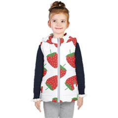 Seamless-pattern-fresh-strawberry Kids  Hooded Puffer Vest