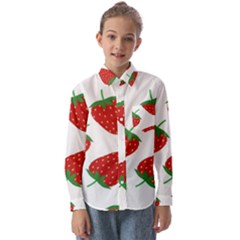 Seamless-pattern-fresh-strawberry Kids  Long Sleeve Shirt