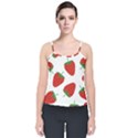 Seamless-pattern-fresh-strawberry Velvet Spaghetti Strap Top View1