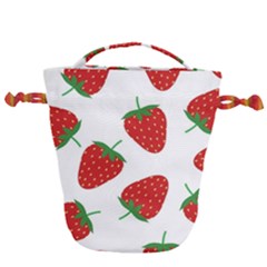 Seamless-pattern-fresh-strawberry Drawstring Bucket Bag by Jancukart