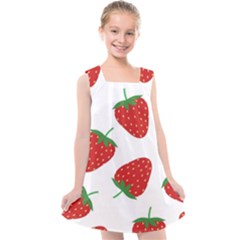 Seamless-pattern-fresh-strawberry Kids  Cross Back Dress