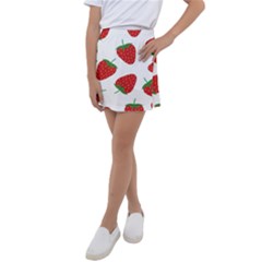 Seamless-pattern-fresh-strawberry Kids  Tennis Skirt by Jancukart