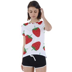 Seamless-pattern-fresh-strawberry Short Sleeve Foldover Tee by Jancukart