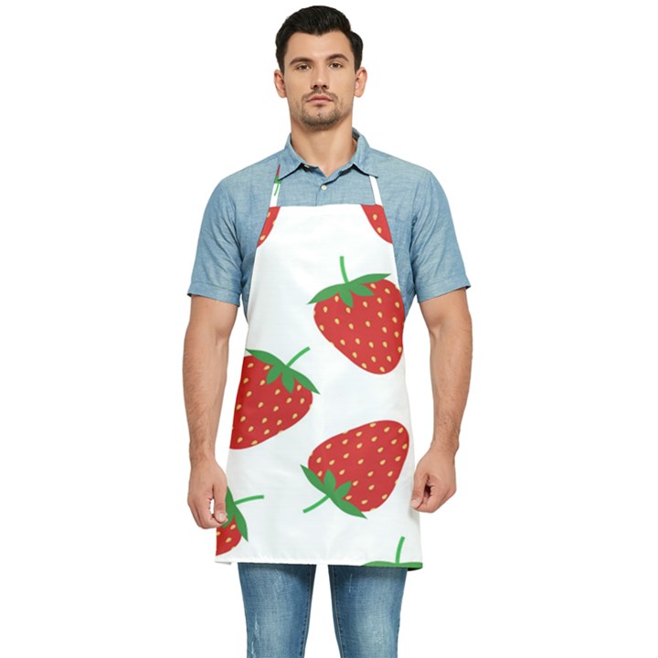 Seamless-pattern-fresh-strawberry Kitchen Apron