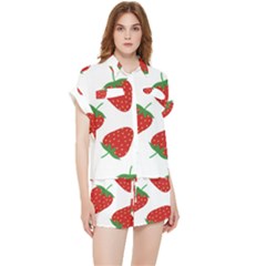 Seamless-pattern-fresh-strawberry Chiffon Lounge Set