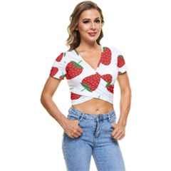 Seamless-pattern-fresh-strawberry Short Sleeve Foldover Tee by Jancukart