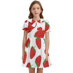 Seamless-pattern-fresh-strawberry Kids  Bow Tie Puff Sleeve Dress by Jancukart