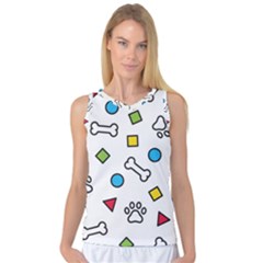 Dog Paw Seamless Pattern Footprint Bone Women s Basketball Tank Top