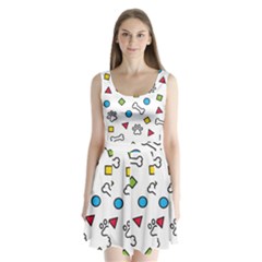 Dog Paw Seamless Pattern Footprint Bone Split Back Mini Dress 