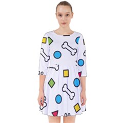 Dog Paw Seamless Pattern Footprint Bone Smock Dress by Jancukart