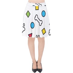 Dog Paw Seamless Pattern Footprint Bone Velvet High Waist Skirt