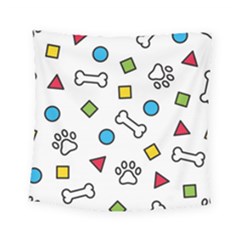 Dog Paw Seamless Pattern Footprint Bone Square Tapestry (small) by Jancukart