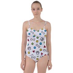 Dog Paw Seamless Pattern Footprint Bone Sweetheart Tankini Set