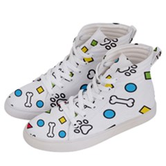 Dog Paw Seamless Pattern Footprint Bone Women s Hi-top Skate Sneakers