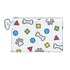 Dog Paw Seamless Pattern Footprint Bone Canvas Cosmetic Bag (large)