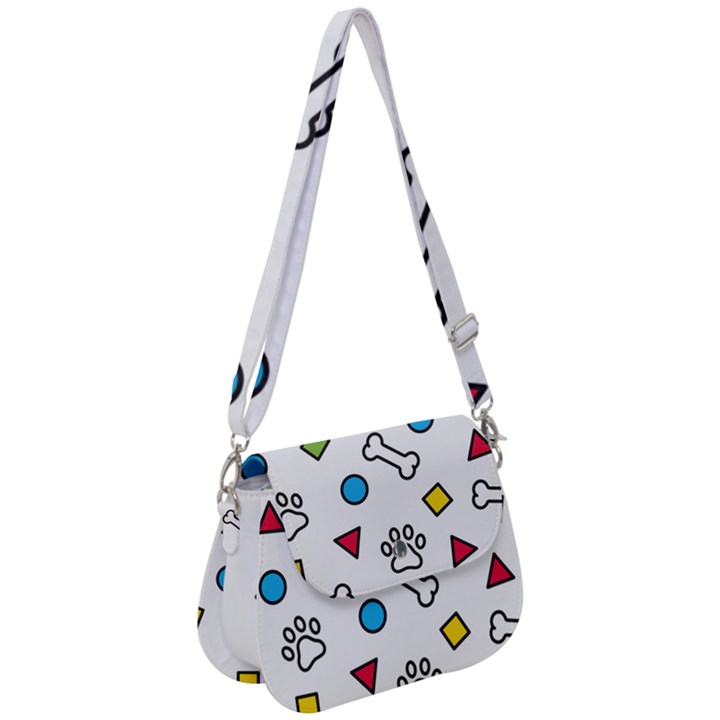 Dog Paw Seamless Pattern Footprint Bone Saddle Handbag