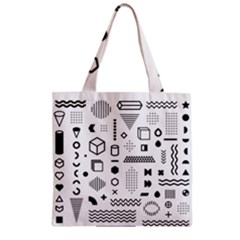 Pattern Hipster Abstract Form Geometric Line Variety Shapes Polka Dots Fashion Style Seamless Zipper Grocery Tote Bag