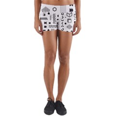 Pattern Hipster Abstract Form Geometric Line Variety Shapes Polka Dots Fashion Style Seamless Yoga Shorts