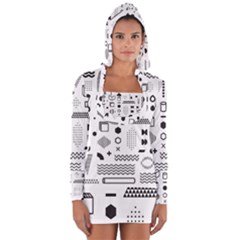 Pattern Hipster Abstract Form Geometric Line Variety Shapes Polka Dots Fashion Style Seamless Long Sleeve Hooded T-shirt