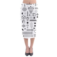 Pattern Hipster Abstract Form Geometric Line Variety Shapes Polka Dots Fashion Style Seamless Midi Pencil Skirt