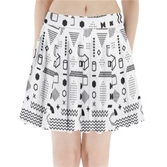 Pattern Hipster Abstract Form Geometric Line Variety Shapes Polka Dots Fashion Style Seamless Pleated Mini Skirt by Jancukart