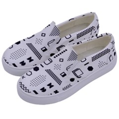 Pattern Hipster Abstract Form Geometric Line Variety Shapes Polka Dots Fashion Style Seamless Kids  Canvas Slip Ons