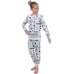 Pattern Hipster Abstract Form Geometric Line Variety Shapes Polka Dots Fashion Style Seamless Kids  Long Sleeve Set 