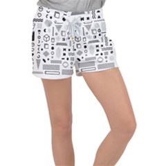 Pattern Hipster Abstract Form Geometric Line Variety Shapes Polka Dots Fashion Style Seamless Velour Lounge Shorts