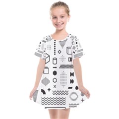 Pattern Hipster Abstract Form Geometric Line Variety Shapes Polka Dots Fashion Style Seamless Kids  Smock Dress by Jancukart